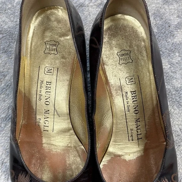 Vintage Bruno Magli Dragon Asian Brown Pumps Office Career Sz 6.5 - Picture 9 of 15
